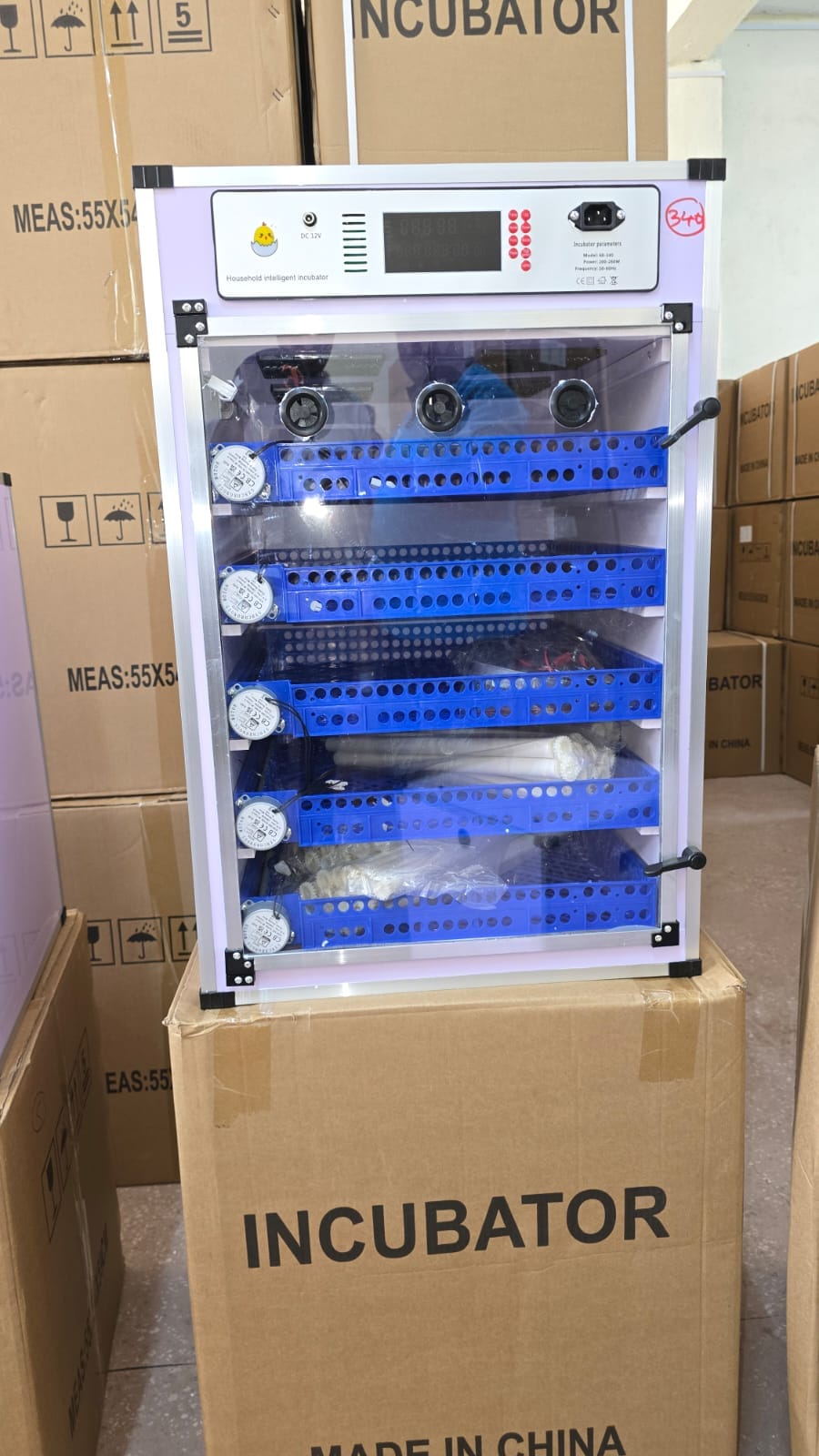 340 Eggs Automatic AC/DC Incubator Digital Egg Hatching Machine with Automatic Egg Turning